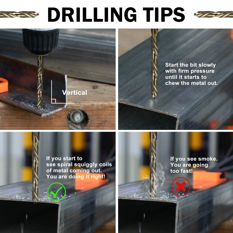 SALI Cobalt Drill Bit Set,3 Pack 3/8 Inch High Speed Steel Hex Shank Jobber Drill Bits, for Hardwood, Aluminum,Metal,Copper,Alloyed Steel - Image 5